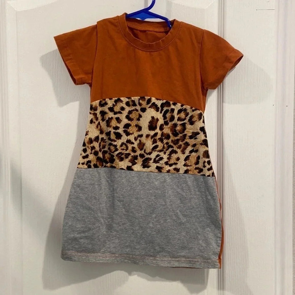Shein girls dress size 110 4/5, color block cheetah leopard - Picture 1 of 7